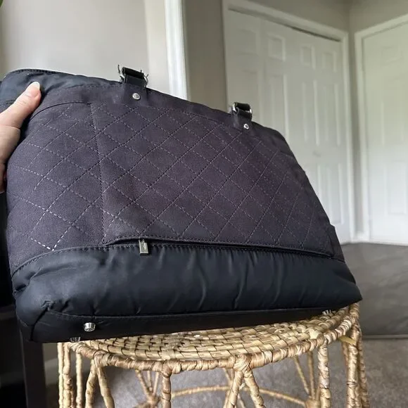 Hedgren Stella Laptop Tote Bag Diamond Quilted Carry On Purse In Black - Picture 5 of 12